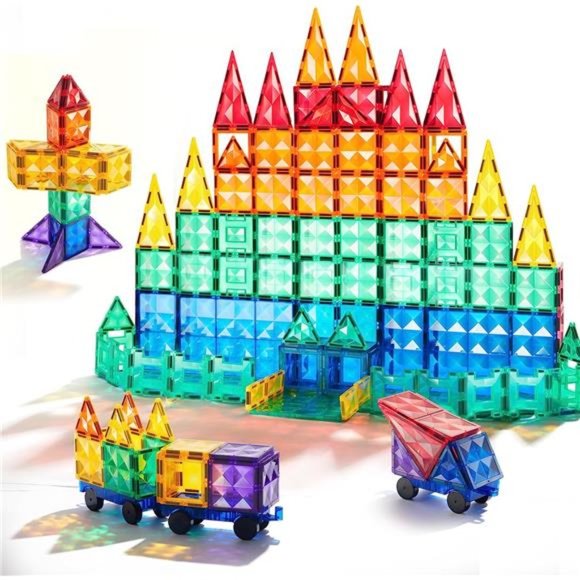 60 PCS Magnetic Tiles, Magnetic Blocks Building Sets for Kids, 3D Magnet Tile